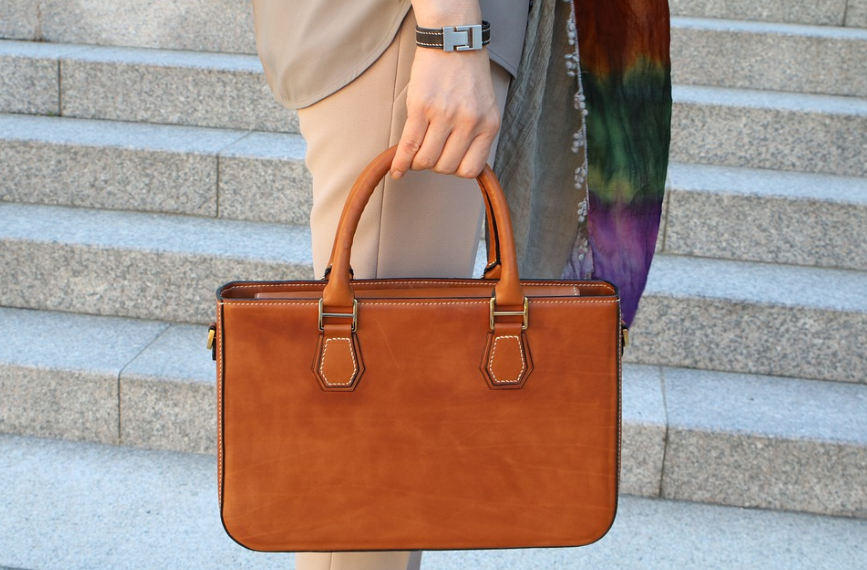 brown leather bag