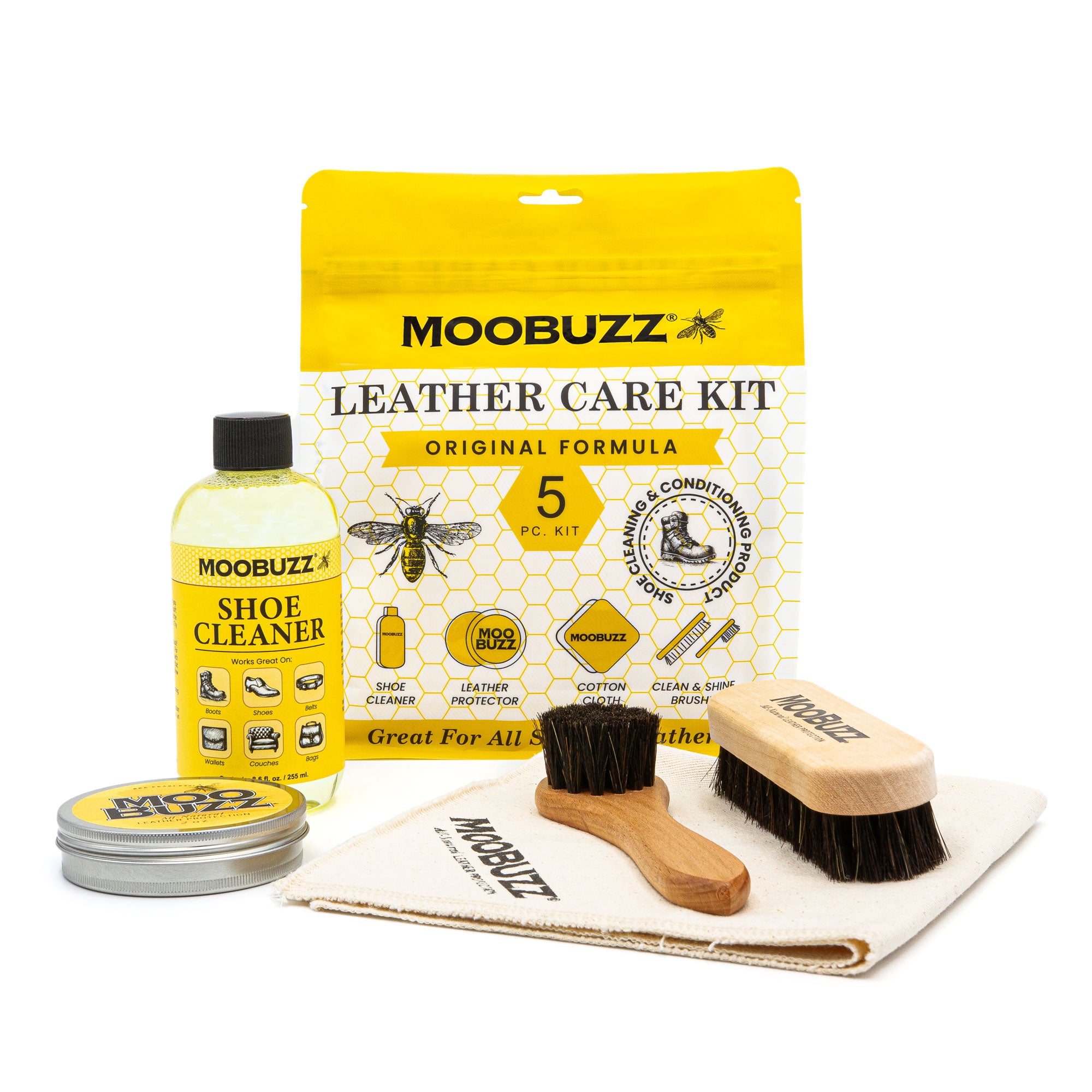 Leather Care Kit (5 Piece) - MooBuzz® All-Natural Leather Protection