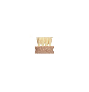 End view of brush with wooden handle and 3/4 inch natural bristles for cleaning leather.